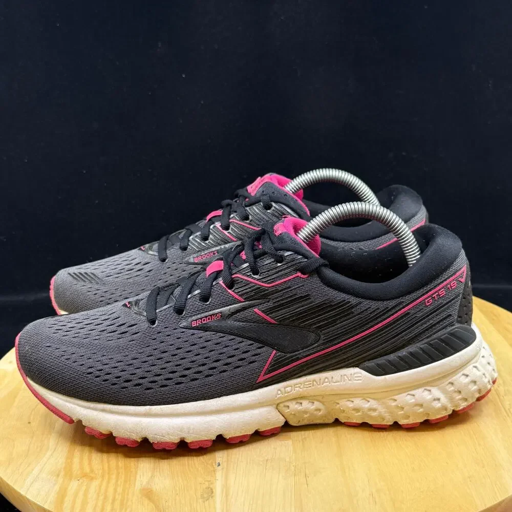 Brooks Adrenaline GTS 19 Women's Running Shoes Gray Pink 1202841B069 Size 10 B